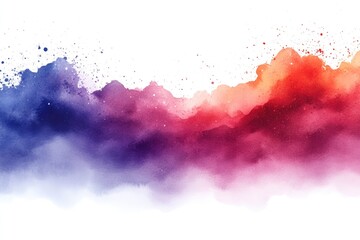 Obraz premium Watercolor painting of a red and blue cloud, perfect for use in designs related to weather or nature