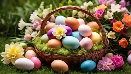 Fototapeta premium easter eggs in a basket