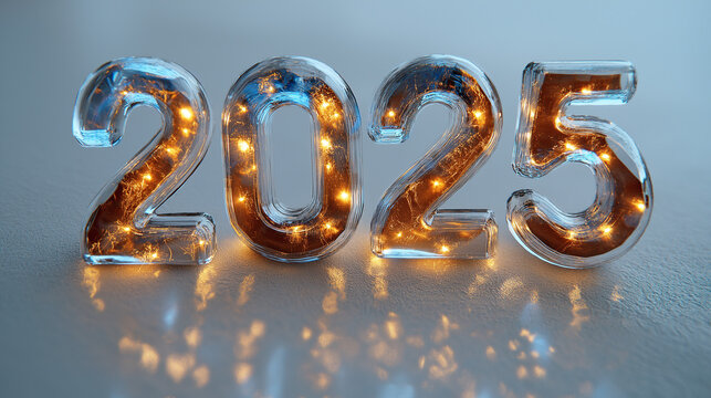 Illuminated Glass 2025 New Year Festive Numbers Decor