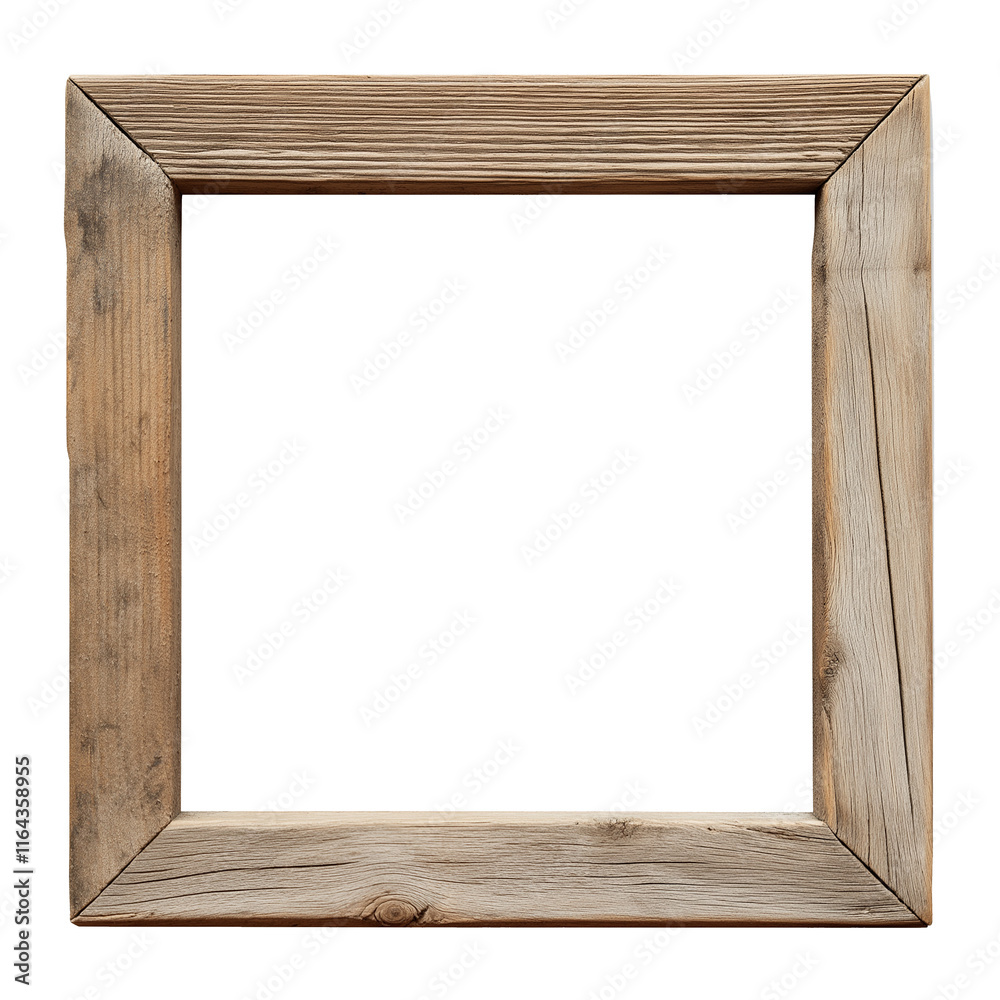 Poster old empty wooden picture frame isolated on white background