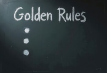 Golden Rules written on chalkboard with three white dots