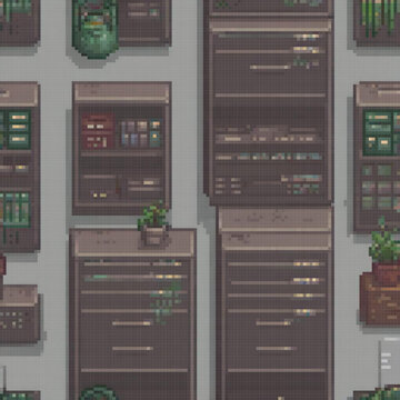 Pixel art depicting a server room with multiple servers