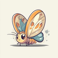 Adorable Cartoon Butterfly with Big Eyes and Bright Wings
