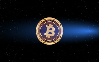 Fototapeta premium images of the bitcoin-btc logo on a digital background. 3d illustrations.