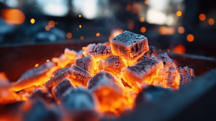 A pile of wood is burning in a fire pit, with the flames reaching up to the sky