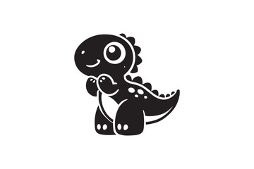 simple and unobtrusive cute baby dino dinosaurs vector silhouette illustration isolated in white background
