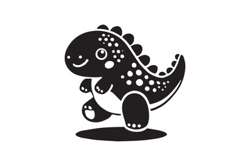 simple and unobtrusive cute baby dino dinosaurs vector silhouette illustration isolated in white background
