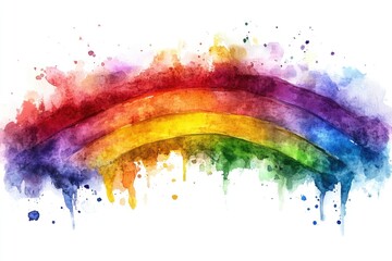 Fototapeta premium A colorful rainbow painted on a plain white surface