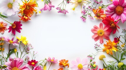 Vibrant Floral Frame, Colorful Summer Blooms Border