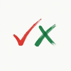 Red check mark and green X on white background