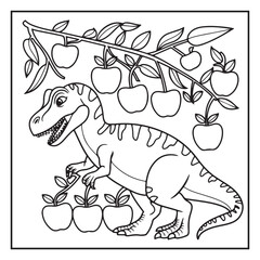 Cute Dinosaur Coloring Pages for Kids.
Dinosaur designs For Kids. Illustrations with Thick Lines
