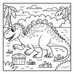 Cute Dinosaur Coloring Pages for Kids.
Dinosaur designs For Kids. Illustrations with Thick Lines