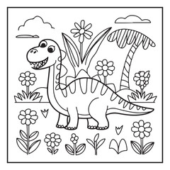 Cute Dinosaur Coloring Pages for Kids.
Dinosaur designs For Kids. Illustrations with Thick Lines