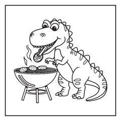 Cute Dinosaur Coloring Pages for Kids.
Dinosaur designs For Kids. Illustrations with Thick Lines