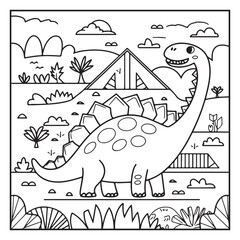 Cute Dinosaur Coloring Pages for Kids.
Dinosaur designs For Kids. Illustrations with Thick Lines