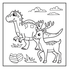 Cute Dinosaur Coloring Pages for Kids.
Dinosaur designs For Kids. Illustrations with Thick Lines