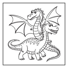 Cute Dinosaur Coloring Pages for Kids.
Dinosaur designs For Kids. Illustrations with Thick Lines