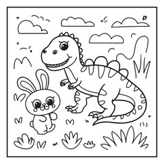 Cute Dinosaur Coloring Pages for Kids.
Dinosaur designs For Kids. Illustrations with Thick Lines