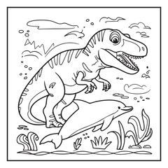 Cute Dinosaur Coloring Pages for Kids.
Dinosaur designs For Kids. Illustrations with Thick Lines