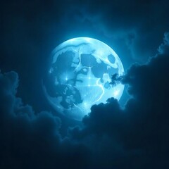 Obraz premium Luminous Moon Amidst Ethereal Clouds