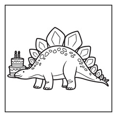 Cute Dinosaur Coloring Pages for Kids.
Dinosaur designs For Kids. Illustrations with Thick Lines
