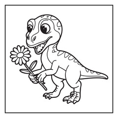 Cute Dinosaur Coloring Pages for Kids.
Dinosaur designs For Kids. Illustrations with Thick Lines