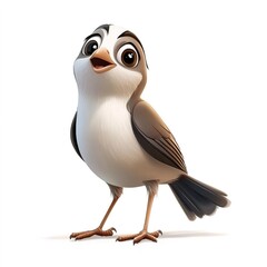Naklejka premium cartoon birds in 3D style, Sparrow with open beak on white isolated background