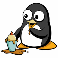 penguin with ice cream
