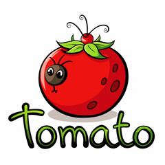tomato with green leaves vector