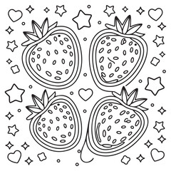 Chidren coloring page fruits Strawberry