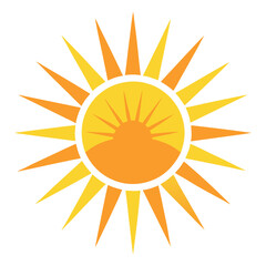 Bright Sun Logo - Vibrant Yellow and Orange Sunburst Design for Energy and Nature Concepts