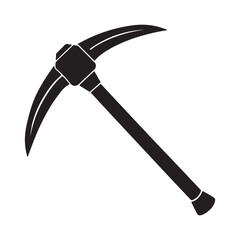 Pickaxe silhouette, black and white silhouette, vector and illustration