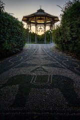 Bellini Garden cloister in Catania, elephant mosaic and Saint Agatha symbol (1879)