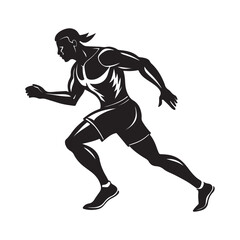 running man silhouette, black and white silhouette, vector and illustration