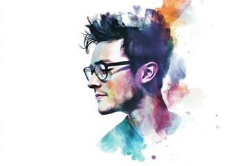 Portrait of a man wearing glasses, ideal for use in editorial or commercial contexts where a relatable character is needed