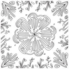 Coloring Page Marine Life Island Underwater Landscape Hand Drawn Illustration Cute Kids Drawing