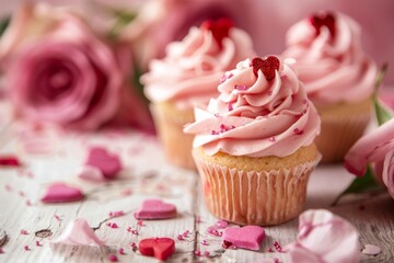 Valentine's day cupcakes with pink frosting