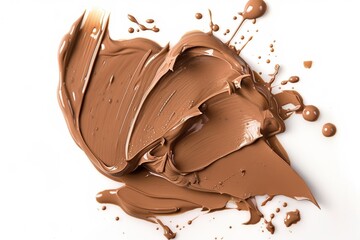 Smooth chocolate spread on white background