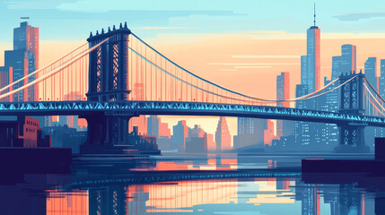 Naklejka premium Bridges isometric web banner with city architecture construction of different design. Urban infrastructure, famous landmark, drawbridges for transport cross water or road 3d vector line art web banner