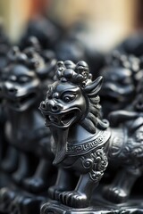 A detailed image of a dragon's face or head from a statue, ideal for fantasy and mythology themed projects