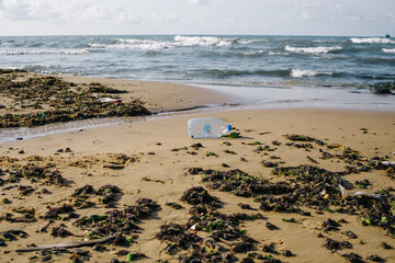 the problems of microplastics on the Black Sea coast. environmental disaster made of plastic