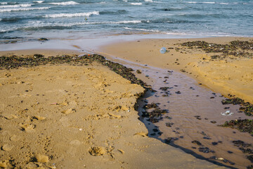 the problems of microplastics on the Black Sea coast. environmental disaster made of plastic