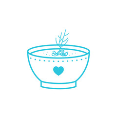 Soothing Homemade Leek Soup icon. Isolated on white background. Blue icon set.