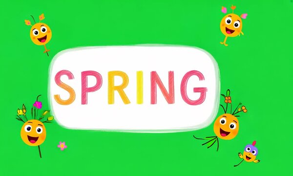 Spring writing with animation, green screen