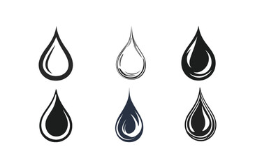 Set of Water Drops Vector Silhouette Designs