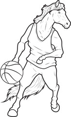 Horse Basketball player Basketball Animal Vector Graphic Art Illustration