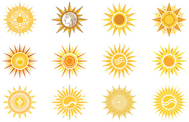 Set of Abstract Sun Icons Vibrant Solar Symbols for Creative Designs