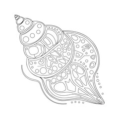 shell coloring page design clear background, mandalas design, and print design
