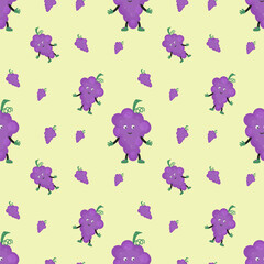 pattern with grapes on a beige background