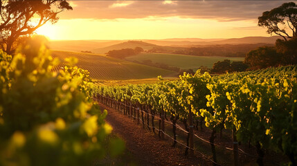 barossa valley vineyards in Australia sunset time